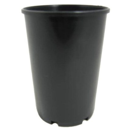 Black plastic pot space saver, 100mm (4-inch) diameter, 135mm height, 0.07-litre capacity, made in Australia, ideal for efficient plant spacing, gardening, and propagation.