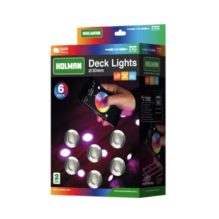 RGB Colour Deck Lights with customizable settings for outdoor lighting