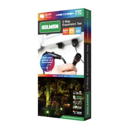 Holman 4-Pin 3-Way Expansion Tee for expanding garden RGB lighting systems