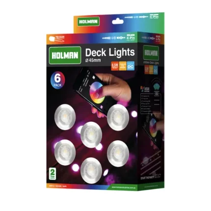 45mm RGB Colour Deck Lights for vibrant, customizable outdoor lighting