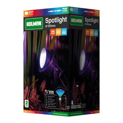 Holman 100mm RGB Colour Spotlight RGB spotlight for garden lighting with customizable colors