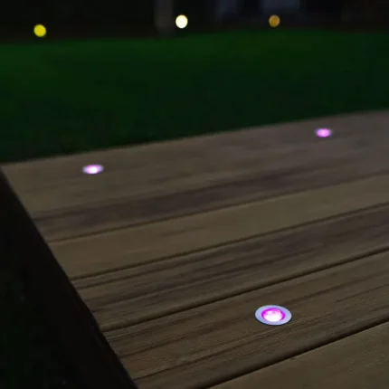 RGB Colour Deck Lights with customizable settings for outdoor lighting