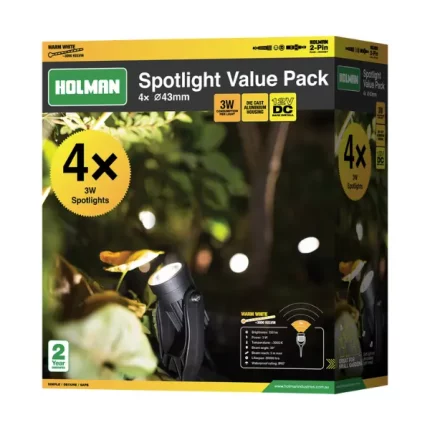 Holman 43mm Warm White Spotlight Value Pack for outdoor garden lighting