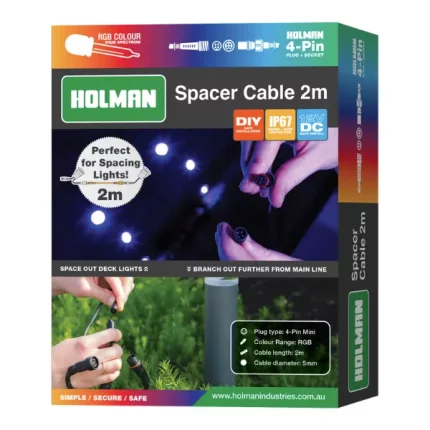 Holman 2m 4-Pin Mini Spacer Cable for extending RGB garden lights