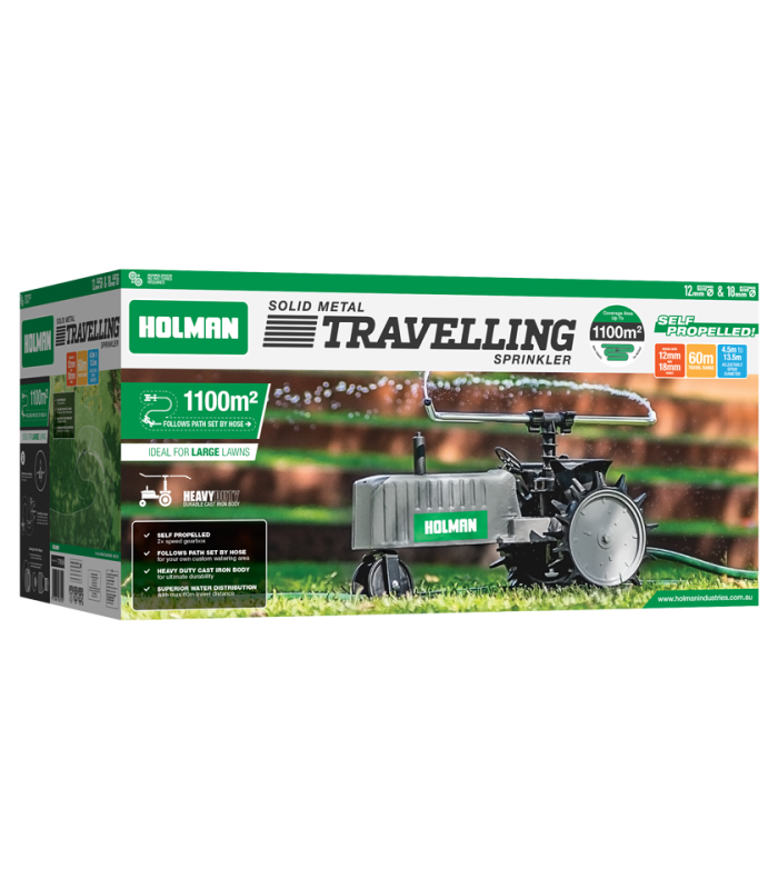 Holman Solid Metal Travelling Sprinkler With 30M Multi Purpose Hose