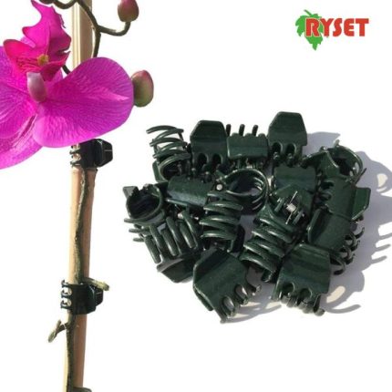 Ryset Orchid Clip, durable plastic clips for securing orchid stems to stakes, ideal for indoor and outdoor plant support.