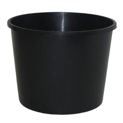 1L squat flower bucket in black, 140mm diameter, durable and UV-stabilized for gardening