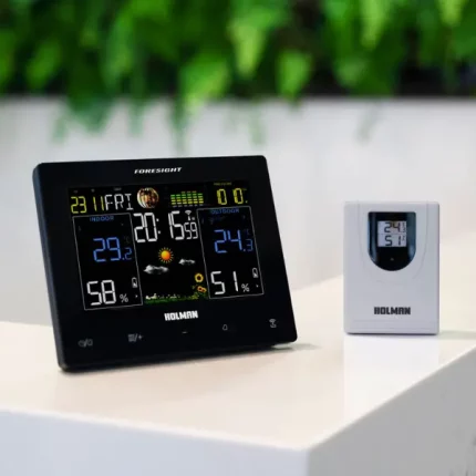 Holman Foresight Colour Weather Station with wireless sensor and color display showing weather data