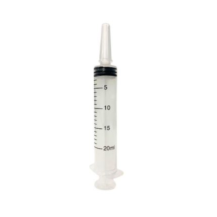 20ml syringe with clear markings and smooth plunger, ideal for horticultural use