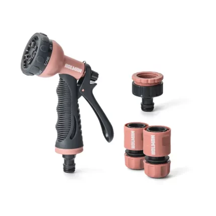 Holman ColourDip™ Spray Gun in Papaya with 12mm connectors and 8 adjustable spray patterns for garden watering