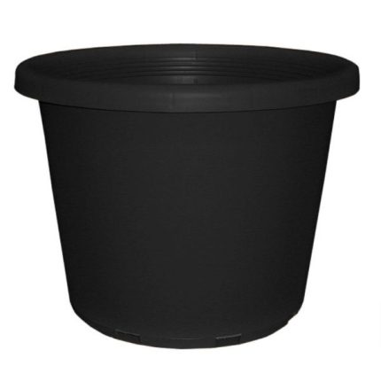 Black 28L flower bucket with 410mm diameter and 325mm height, ideal for horticultural applications