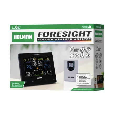 Holman Foresight Colour Weather Station with wireless sensor and color display showing weather data