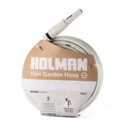 Holman ColourDip™ 12mm x 15m White Hose with adjustable nozzle for garden watering