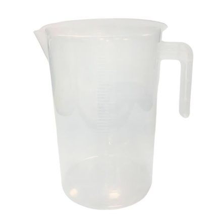 5L measuring jug with clear markings, ergonomic handle, and spout, ideal for horticultural applications