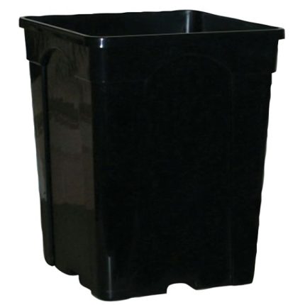 Black 6L square flower bucket, 180mm wide and 250mm tall, ideal for gardening and horticultural applications