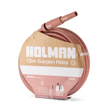 Holman ColourDip™ 12mm x 15m Red Hose with adjustable nozzle, ideal for versatile garden watering