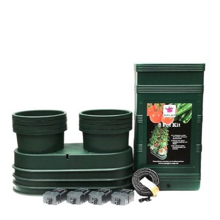 AutoPot® Hydropak 8 Kit with 8 pots, 100L reservoir, and Smart Valve for hydroponic and soil-based growing setups