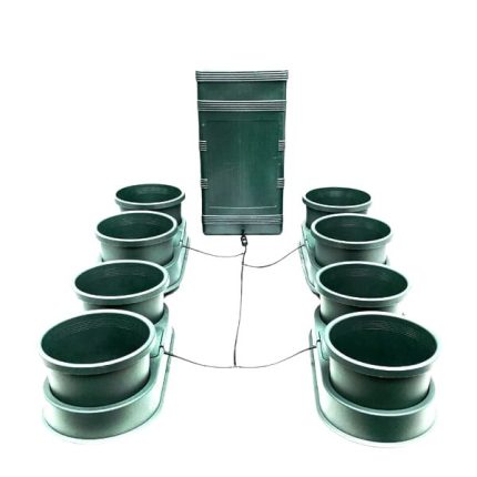 AutoPot® Hydropak 8 Kit with 8 pots, 100L reservoir, and Smart Valve for hydroponic and soil-based growing setups