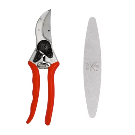 Felco 2 Pruning Shear and Felco 903 Sharpener for maintaining sharpness and precision in garden tasks