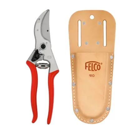 Felco 4 Pruning Shear with Felco 910 Leather Holster for convenient garden tool carrying and organization