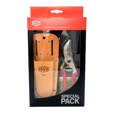 Felco 4 Pruning Shear with Felco 910 Leather Holster for convenient garden tool carrying and organization