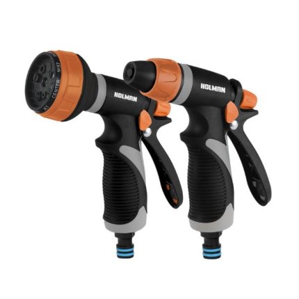 Holman Ergonomic Twin Gun Set, versatile and durable with adjustable spray patterns for outdoor use