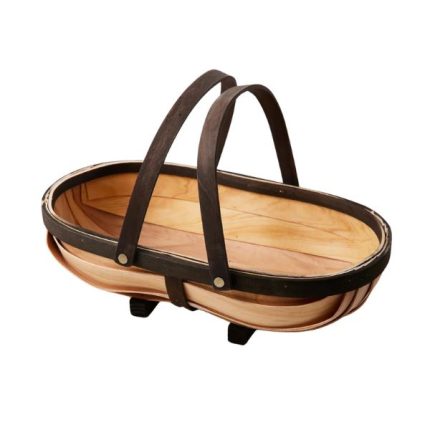 Ryset Traditional Wooden Harvesting Trug with folding handles, ideal for collecting garden produce