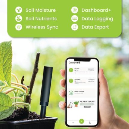 iBebot Soil Quality Sensor, Bluetooth-enabled device for measuring soil moisture and nutrients with cloud-based connectivity