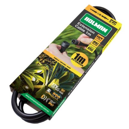 Holman 1m 2-Pin Extension Cable with IP67 waterproofing for outdoor lighting setups.