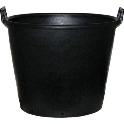 Mastelli Con Italy advanced plastic pot with handles, black, 110-litre capacity, 650mm diameter, and 500mm height, heavy-duty and made from durable polyethylene (PE), ideal for gardening and landscaping.